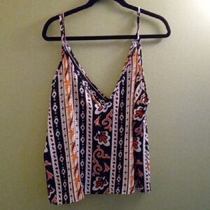 Womans 3X Curve SHEIN Orange and Black Graphic Camisole Relaxed Fit Lightweight